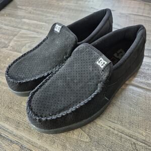 DC Skateboarding Shoes Mens 9 Villian Black Slip On Leather Loafer 301361 Comfy